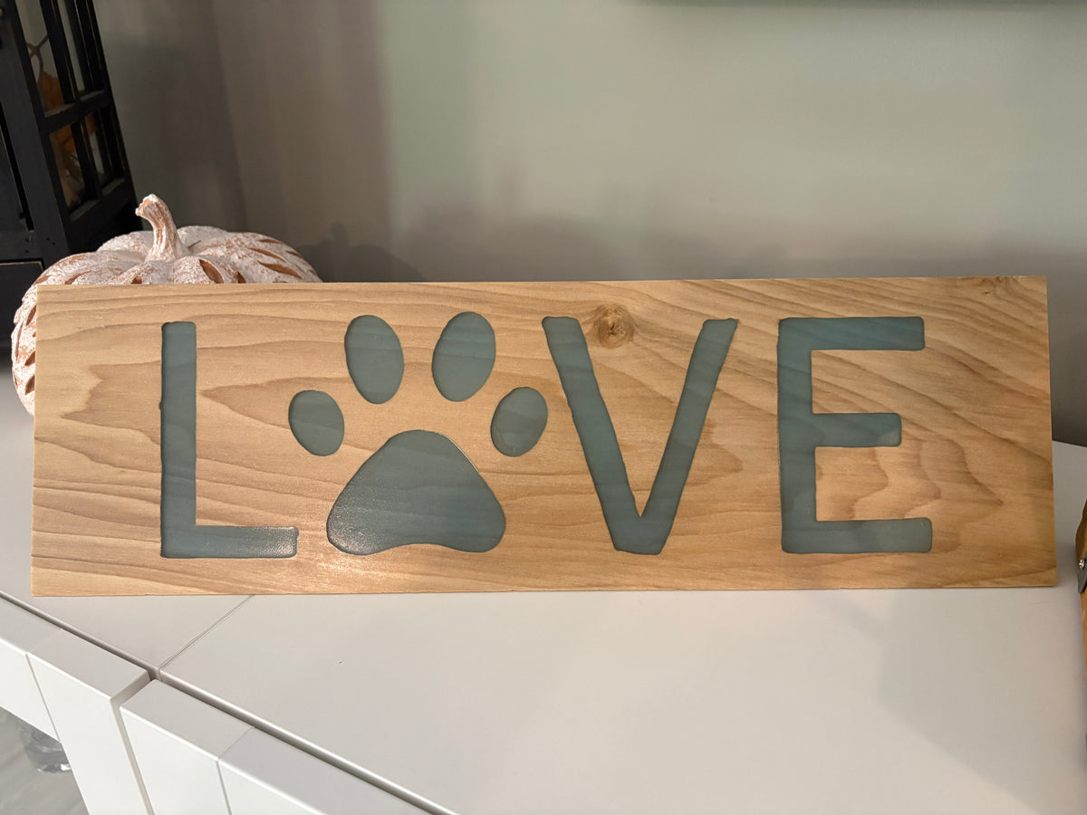 Love Leaves Paw Prints Sign